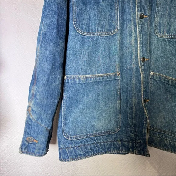 VINTAGE Polo Ralph Lauren authentic Denim Chore Flannel Lined jacket coat L USA! - Picture 6 of 16